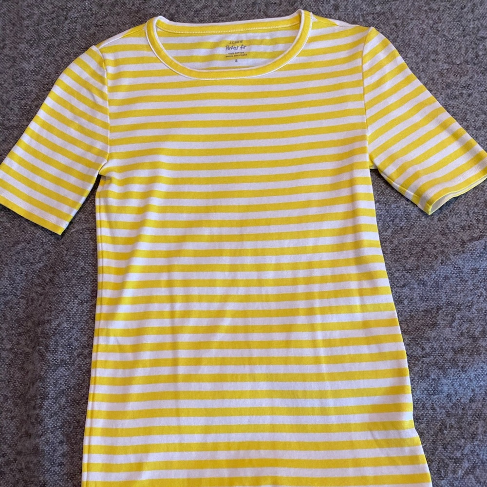 J. Crew striped quarter sleeve tee